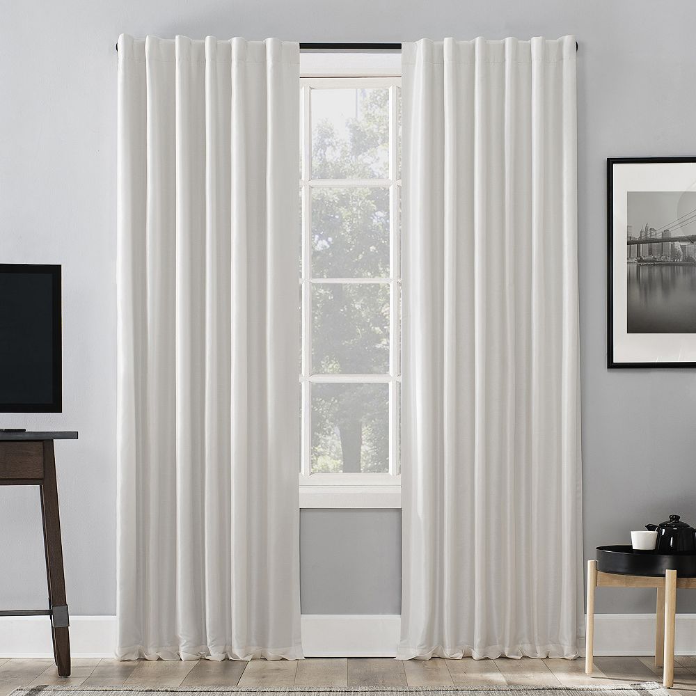 Sun Zero Evelina 100% Blackout Faux Dupioni Silk Back Tab Window