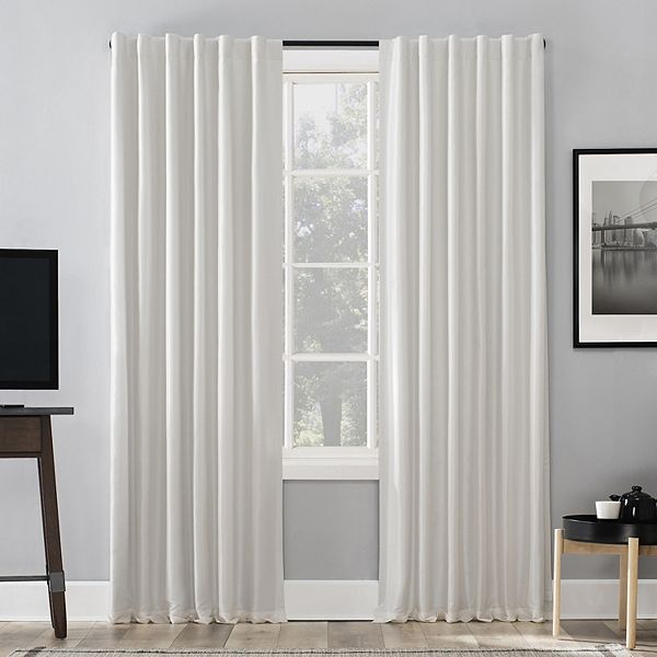 Sun Zero Evelina 100% Blackout Faux Dupioni Silk Back Tab Window