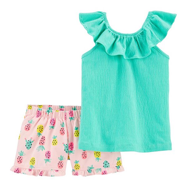 Toddler Girl Carter's 2Piece Flutter Jersey Tee & Pineapple Short Set