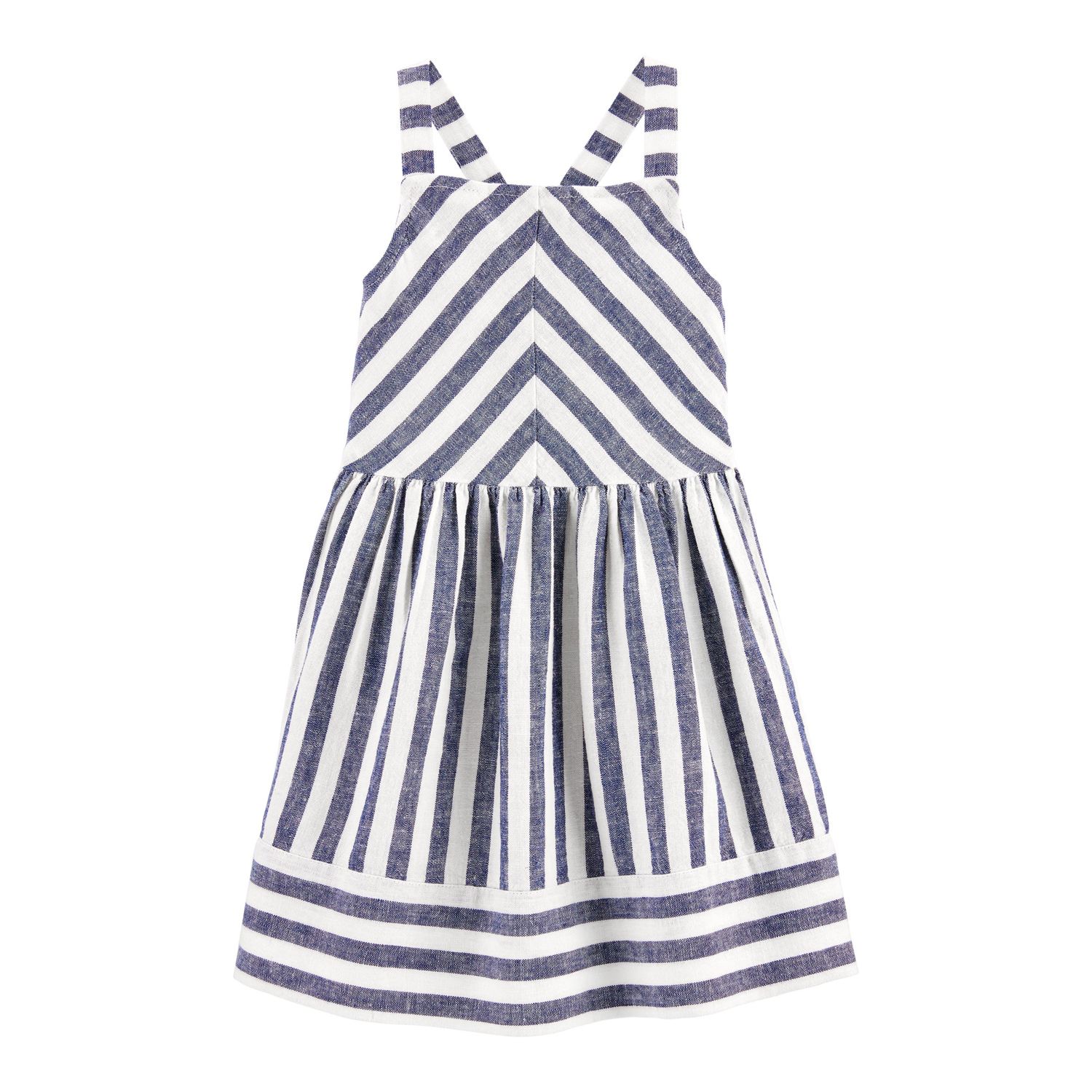 grey and white striped linen dress