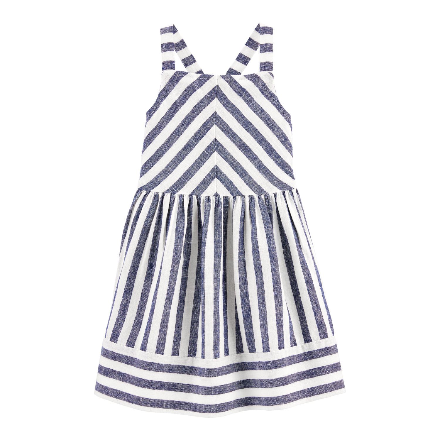 blue white striped linen dress