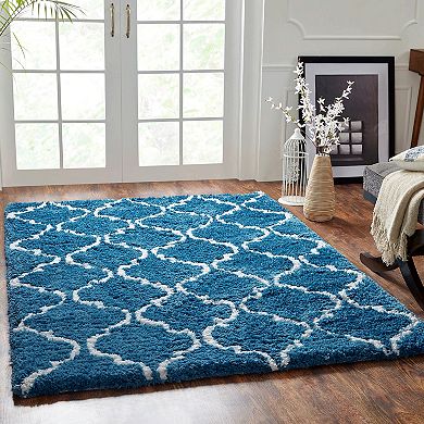 Chesapeake Microfiber Polyester Shag 5'x7' Ivory Design Deco Area Rug