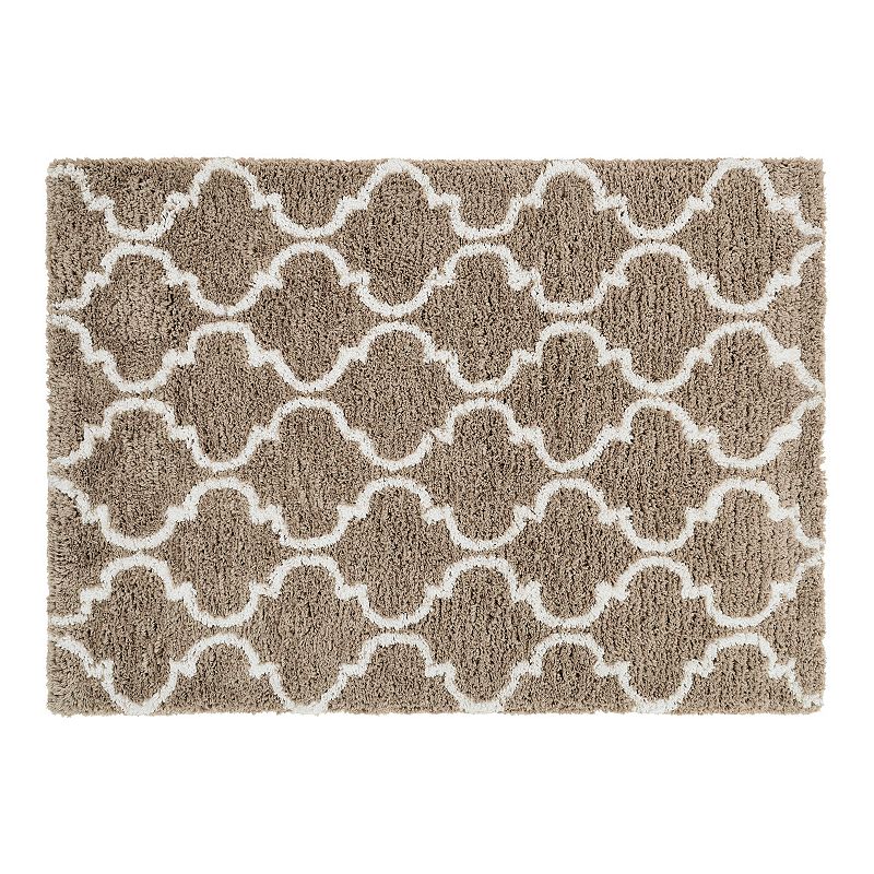 Chesapeake Microfiber Polyester Shag 5'x7' Ivory Design Deco Area Rug, Multicolor, 5X7 Ft
