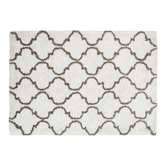 Chesapeake Microfiber Polyester Shag 5'x7' Ivory Design Deco Area Rug