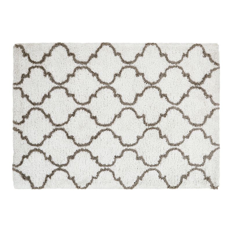 Chesapeake Microfiber Polyester Shag 5'x7' Ivory Design Deco Area Rug, Multicolor, 5X7 Ft