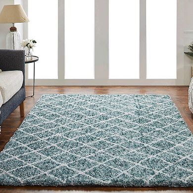 Chesapeake Microfiber Polyester Shag 5'x7' Maximo Diamond Area Rug