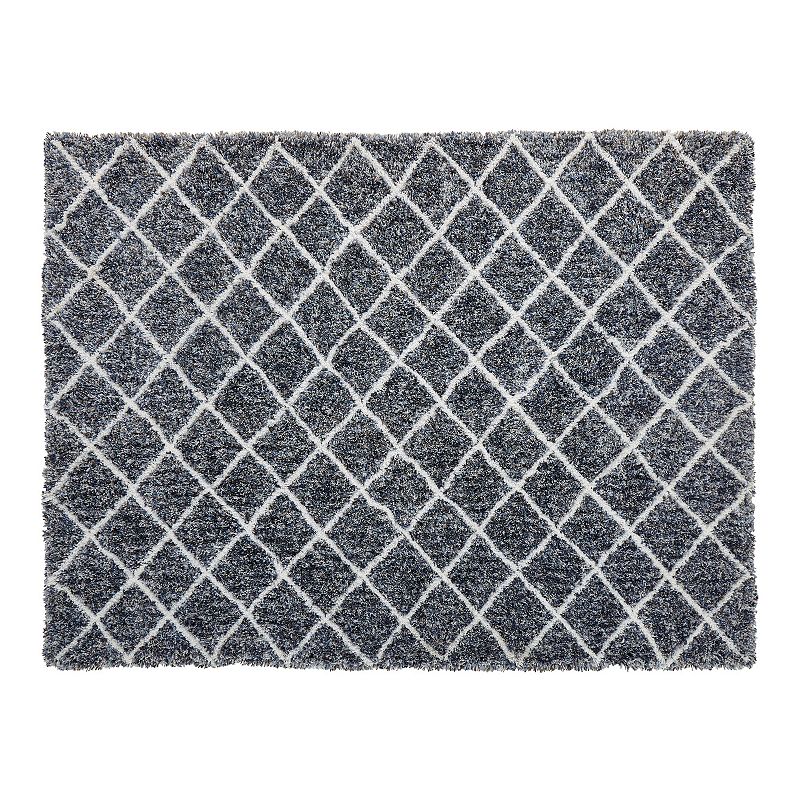 Chesapeake Microfiber Polyester Shag 5'x7' Maximo Diamond Area Rug, Blue, 5X7 Ft