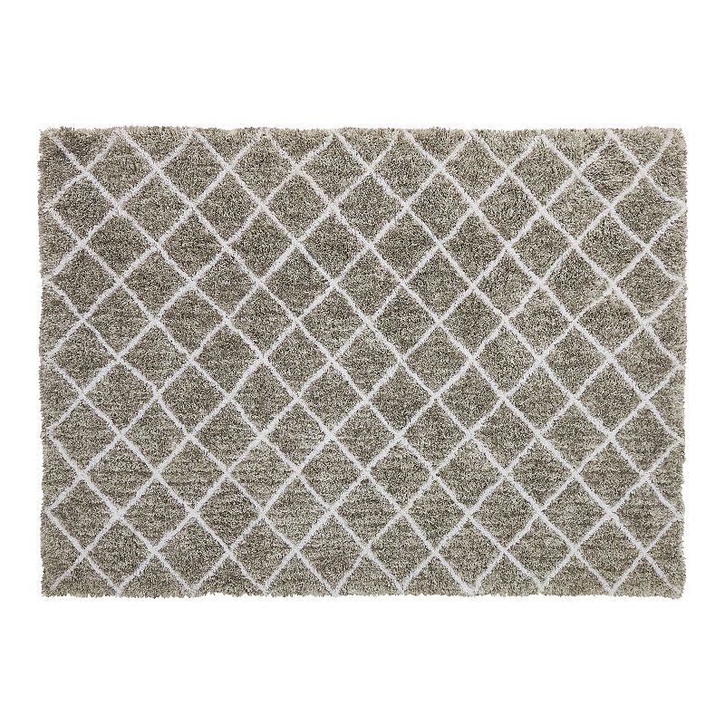 Chesapeake Microfiber Polyester Shag 5'x7' Maximo Diamond Area Rug, Grey, 5X7 Ft