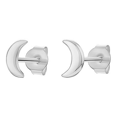 PRIMROSE Sterling Silver Polished Moon Stud Earrings