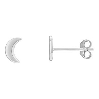 PRIMROSE Sterling Silver Polished Moon Stud Earrings