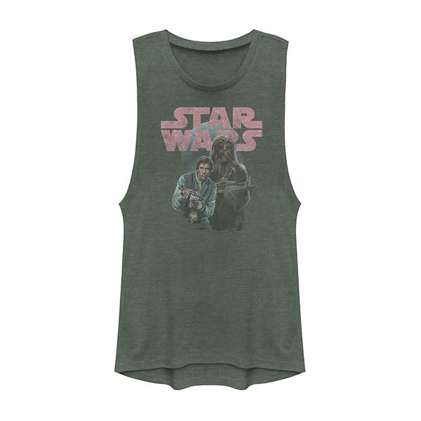 Juniors' Star Wars Han Solo And Chewie Logo Muscle Tank Top