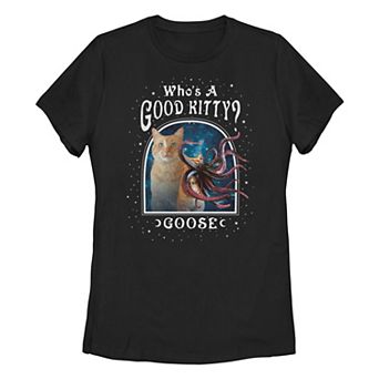 Juniors' Captain Marvel Goose "Who's A Good Kitty" Graphic Tee