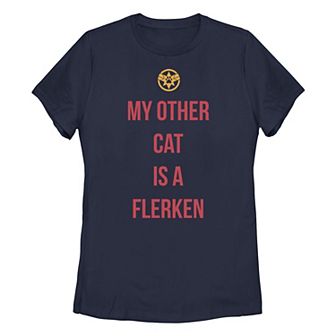 Juniors' Captain Marvel "My Other Cat Is A Flerken" Graphic Tee