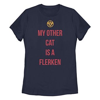 Juniors' Captain Marvel "My Other Cat Is A Flerken" Graphic Tee