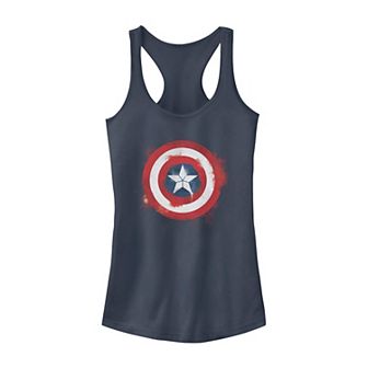Juniors' Marvel Captain America Spray Paint Logo Graphic Tank Top