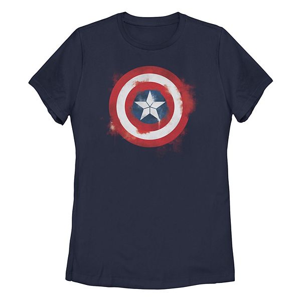 Juniors' Marvel Captain America Spray Paint Logo Graphic Tee