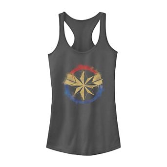 Juniors' Marvel Captain Marvel Spray Paint Logo Tank Top