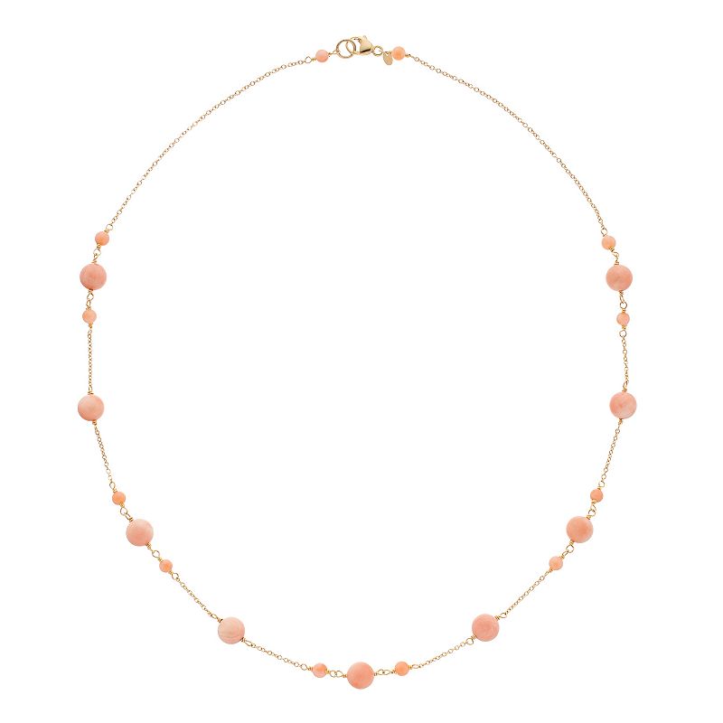 14k Gold Angel Skin Coral Necklace, Womens, Size: 17, Pink