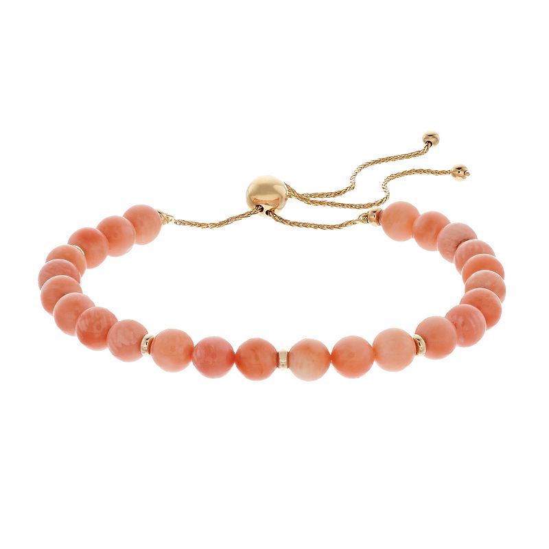 14k Gold Angel Skin Coral Bracelet, Womens, Size: 10, Pink