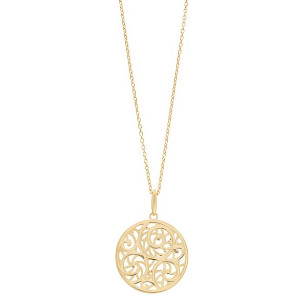 14k Gold Medallion Pendant Necklace