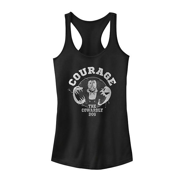 Juniors' Courage The Cowardly Dog Grey Scale Ghost Portrait Tank