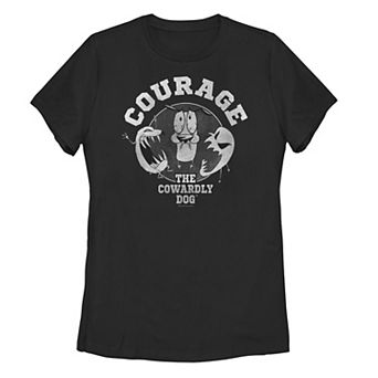 Juniors' Courage The Cowardly Dog Grey Scale Ghost Portrait Tee