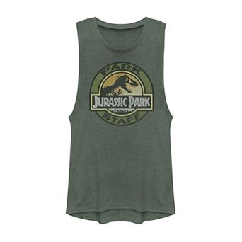 Juniors' Jurassic Park Park Staff Badge Muscle Tank Top