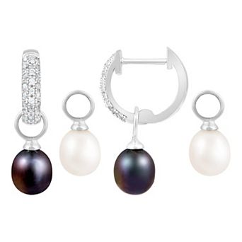 Splendid Pearls Day & Night Interchangeable Freshwater Pearl Drop Earrings