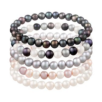 Splendid Pearls Multicolored Freshwater Pearl 5 pc Stretchy Bracelet Set