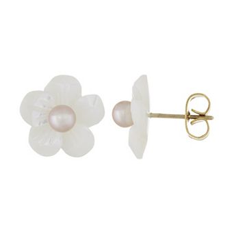 Splendid Pearls Mother-of-Pearl Floral Stud Earrings