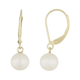 Splendid Pearls 14k Gold Freshwater Pearl Leverback Earrings