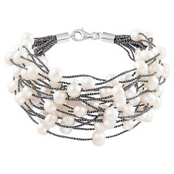 Splendid Pearls Freshwater Pearl Multi-Row Chord Bracelet
