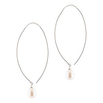 Splendid Pearls Sterling Silver Freshwater Pearl Dangle Earrings
