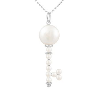 Splendid Pearls Freshwater Pearl Key-Shaped Pendant Necklace