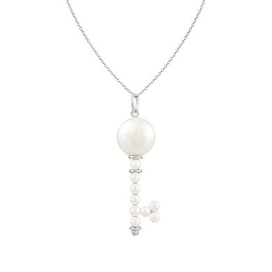 Freshwater Pearl Key-Shaped Pendant Necklace