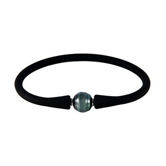 Splendid Pearls Tahitian Cultured Pearl Silicone Bracelet