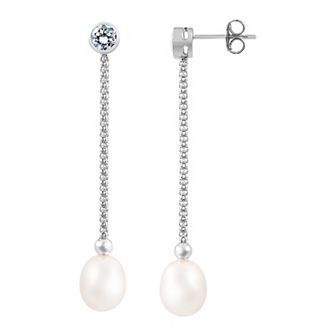 Splendid Pearls Sterling Silver Freshwater Cultured Pearl Drop Earrings