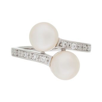 Splendid Pearls Sterling Silver Freshwater Cultured Pearl Bypass Ring