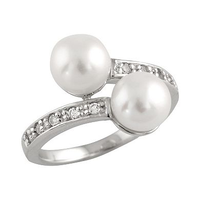 Sterling Silver Freshwater Cultured Pearl Bypass Ring