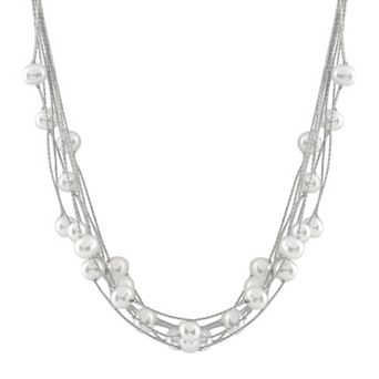 Splendid Pearls Sterling Silver Freshwater Cultured Keshi Pearl Cord Necklace