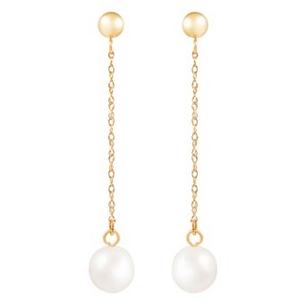 Splendid Pearls 14k Gold Freshwater Cultured Pearl Drop Earrings