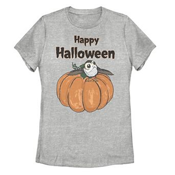 Juniors' Star Wars Porg On A Pumpkin Happy Halloween Tee