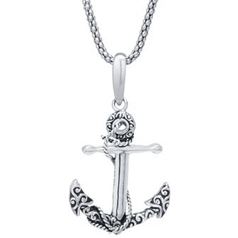 Athra NJ Inc Sterling Silver Filigree Anchor Pendant Necklace