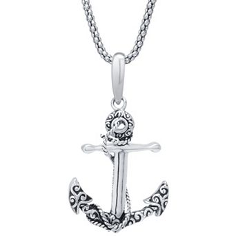 Athra NJ Inc Sterling Silver Filigree Anchor Pendant Necklace