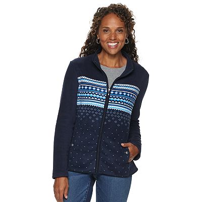 Women s Croft Barrow Fairisle Fleece Zip Front Cardigan