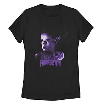 Juniors' Universal Monsters "The Bride Of Frankenstein" Purple Hue Portrait Tee