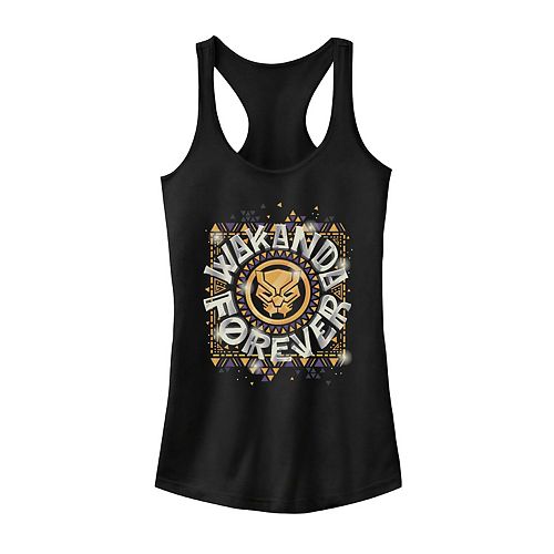 Juniors Marvel Black Panther Geometric Gold Purple Tank Top