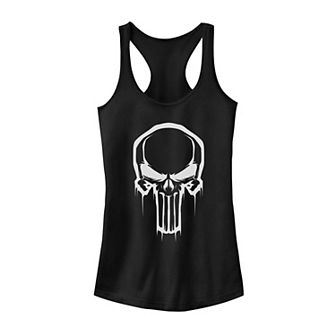 Juniors' Marvel Punisher Skull Paint Drip Tank Top