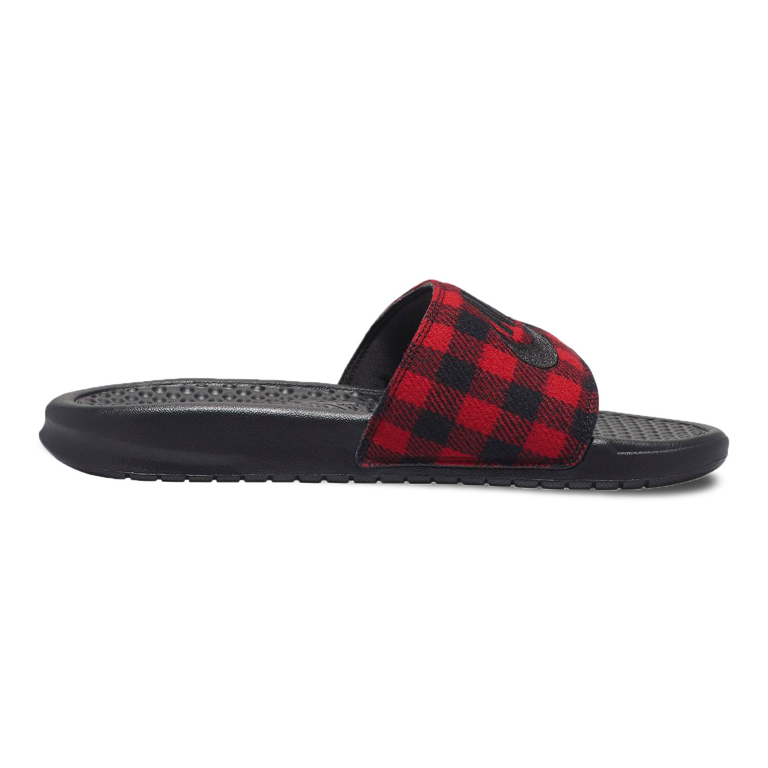 plaid nike slides