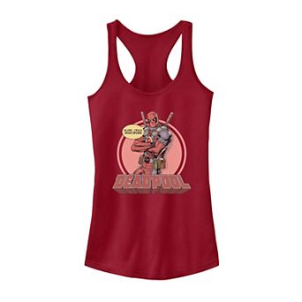 Juniors' Marvel Deadpool Sarcastic Circle Portrait Logo Tank Top
